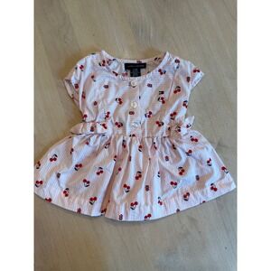 Tommy Hilfiger Baby Girl Pink Stripe Cherry Dress‎ 3-6M Cute Summer